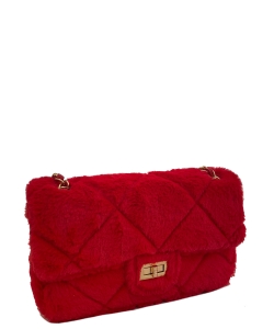 Quilted Velvet Crossbody Purse 6707 RED